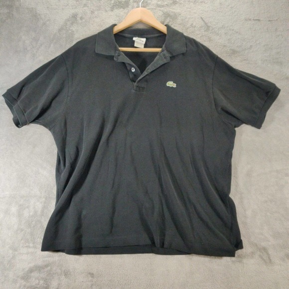 Lacoste Shirt Men's 7 US 2XL Black Polo 2 Button‎ Preppy Basic Classicore - Picture 1 of 8